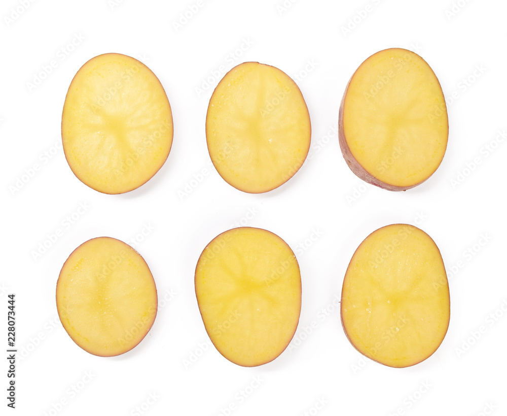 Sliced potatoes isolated on white background Sliced potatoes isolated on white background