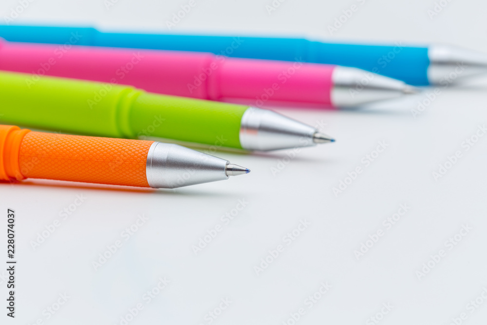 Fototapeta premium Set of pens isolated on white background