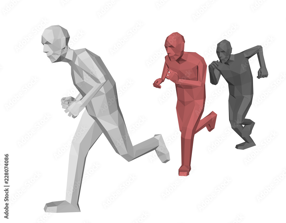 Low poly men running. Isolated on white background. Low poly men running. Isolated on white background.