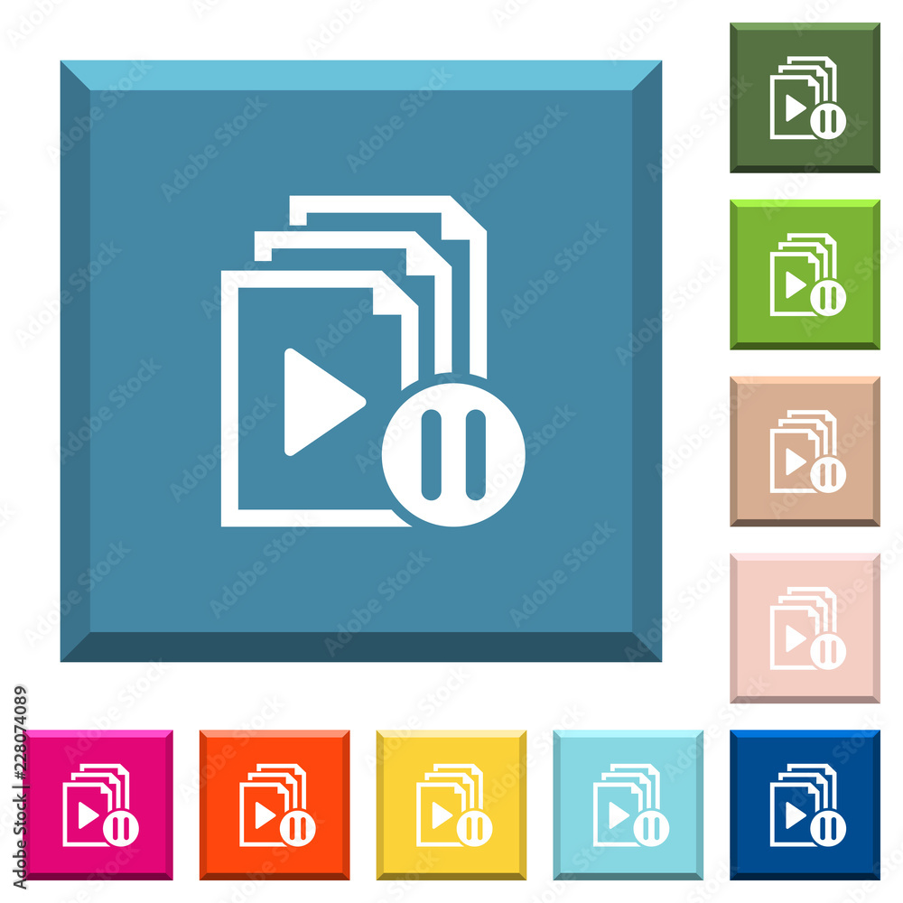 Pause playlist white icons on edged square buttons Pause playlist white icons on edged square buttons