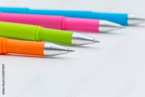 Set of pens isolated on white background