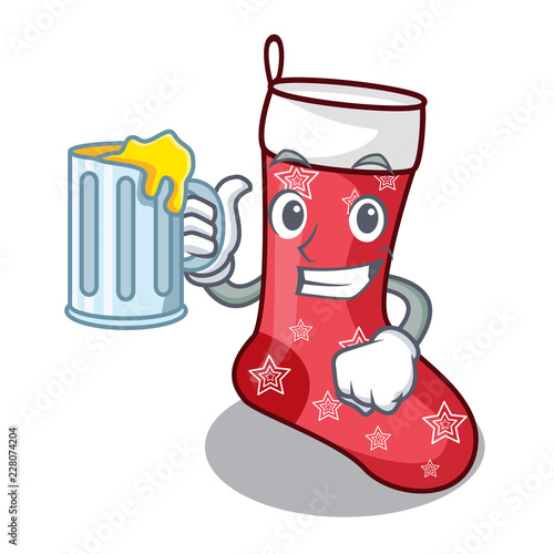 With juice cartoon christmas sock homemade fur red