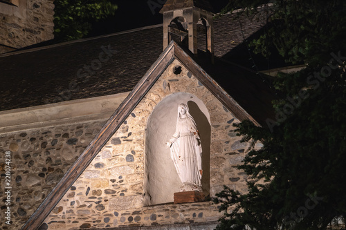 architectural detail of the Sainte Marie chapel at night photo