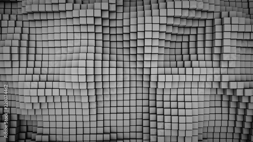 Wavy surface of gray cubes ...