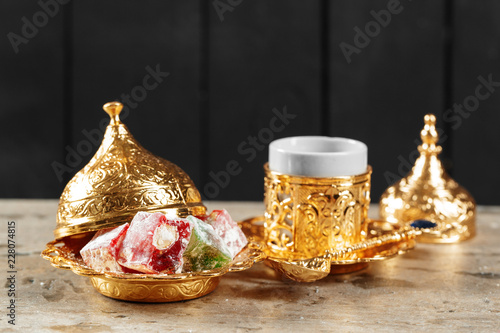 Traditional turkish coffee and turkish delight