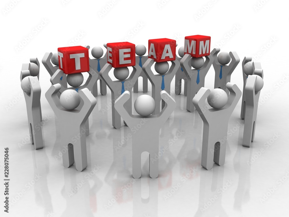 3d rendering business team holding text team 3d rendering business team holding text team