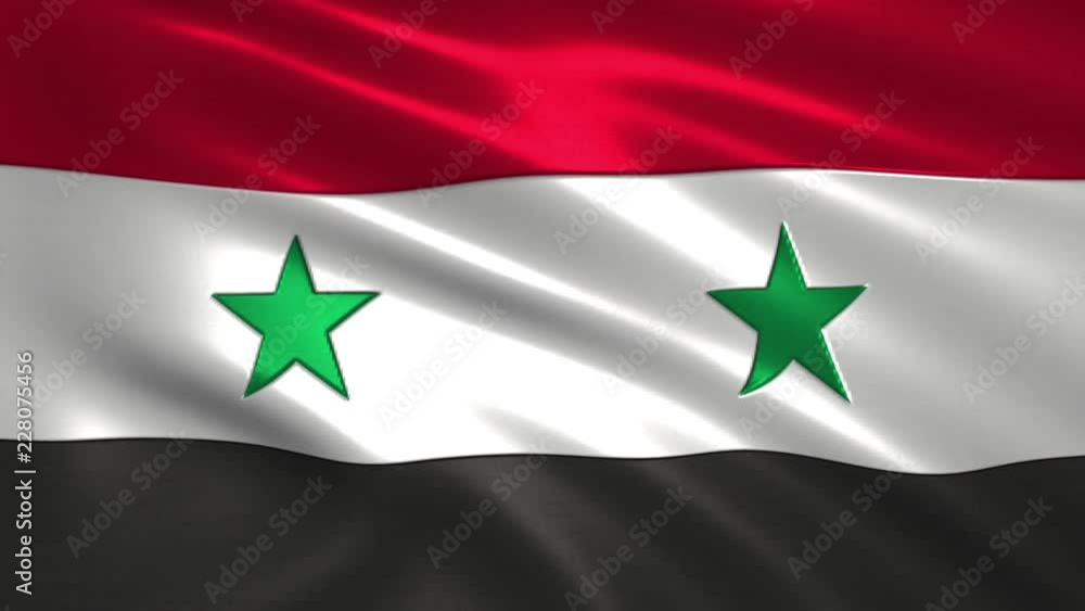 Charming 3D animation 4K flag of Syria on silk and shadow Charming 3D animation 4K flag of Syria on silk and shadow