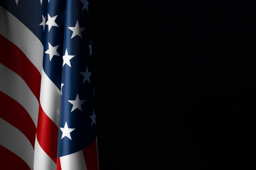Vintage American flag on a chalkboard with space for text