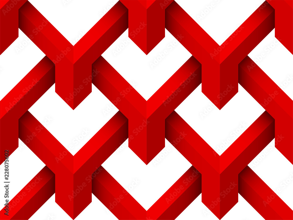 Obraz premium Red geometric 3d seamless background