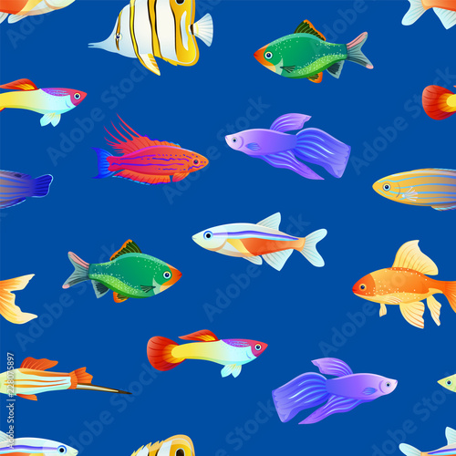 Varicoloured Marine Creatures Seamless Pattern