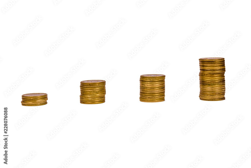 Stacks of the coins isolated on a white background Stacks of the coins isolated on a white background