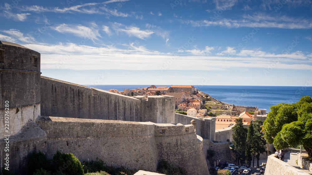 Beautiful City of Dubrovnik with old historic city wall