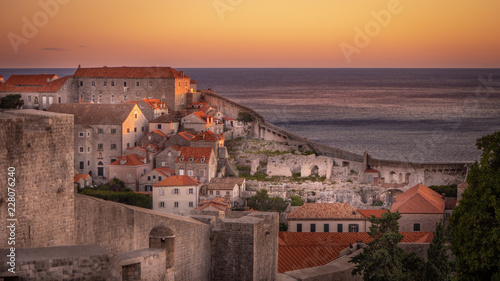 View over amazing old town Dubrovnik at Sunset