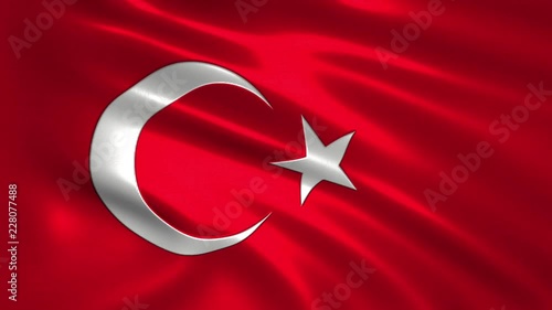 Charming 3D animation 4K flag of Turkey  on silk and shadow