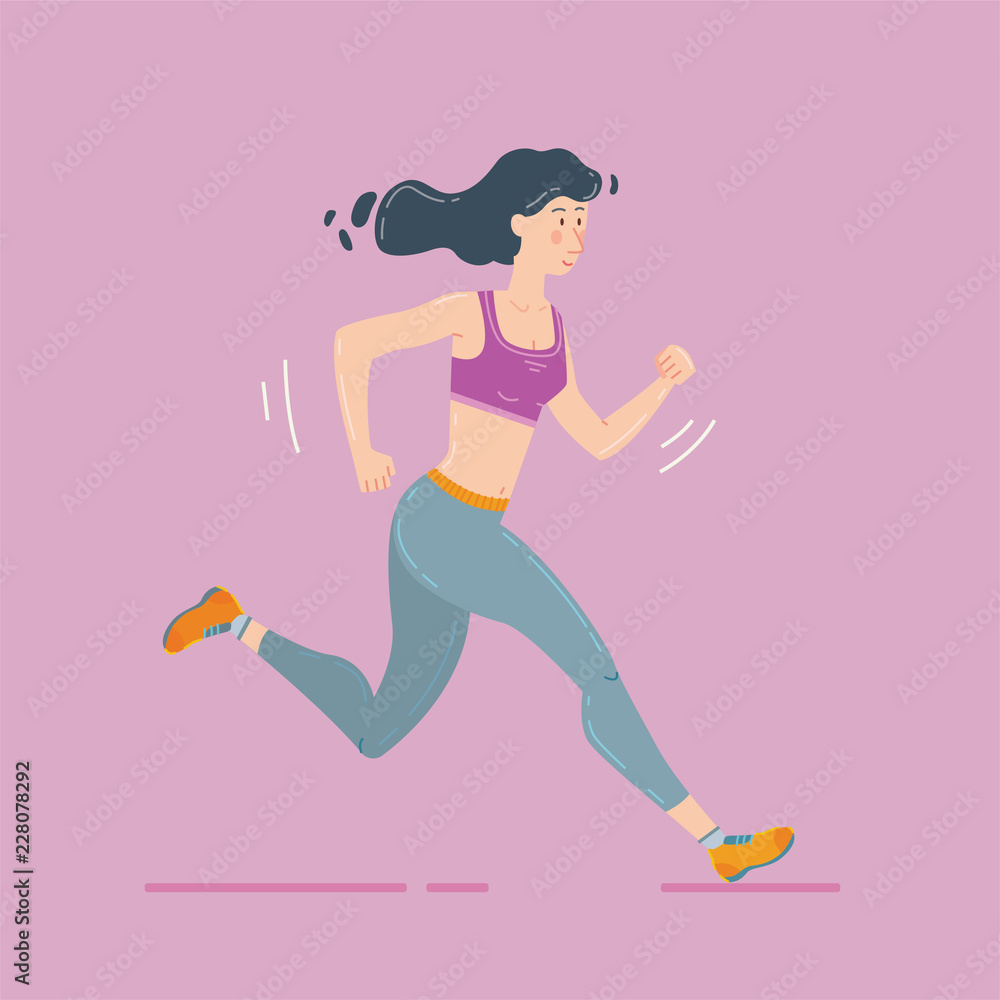 Sport jogging girl run illustration