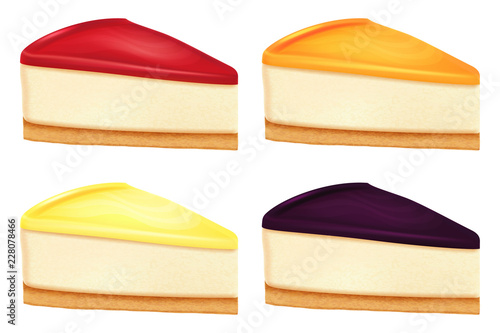 Cheesecake set. Vector illustration.