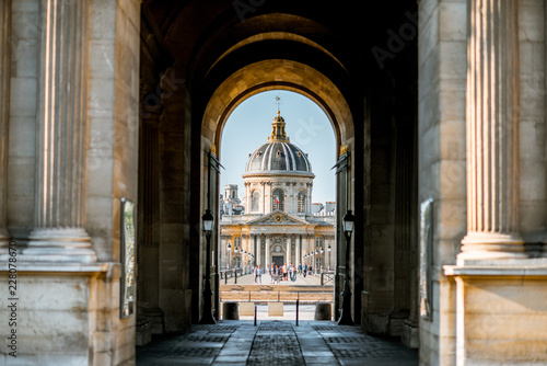Photography View through the arch on Institute of France building in Paris