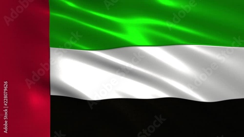 Charming 3D animation 4K flag of  United Arab Emirate on silk and shadow