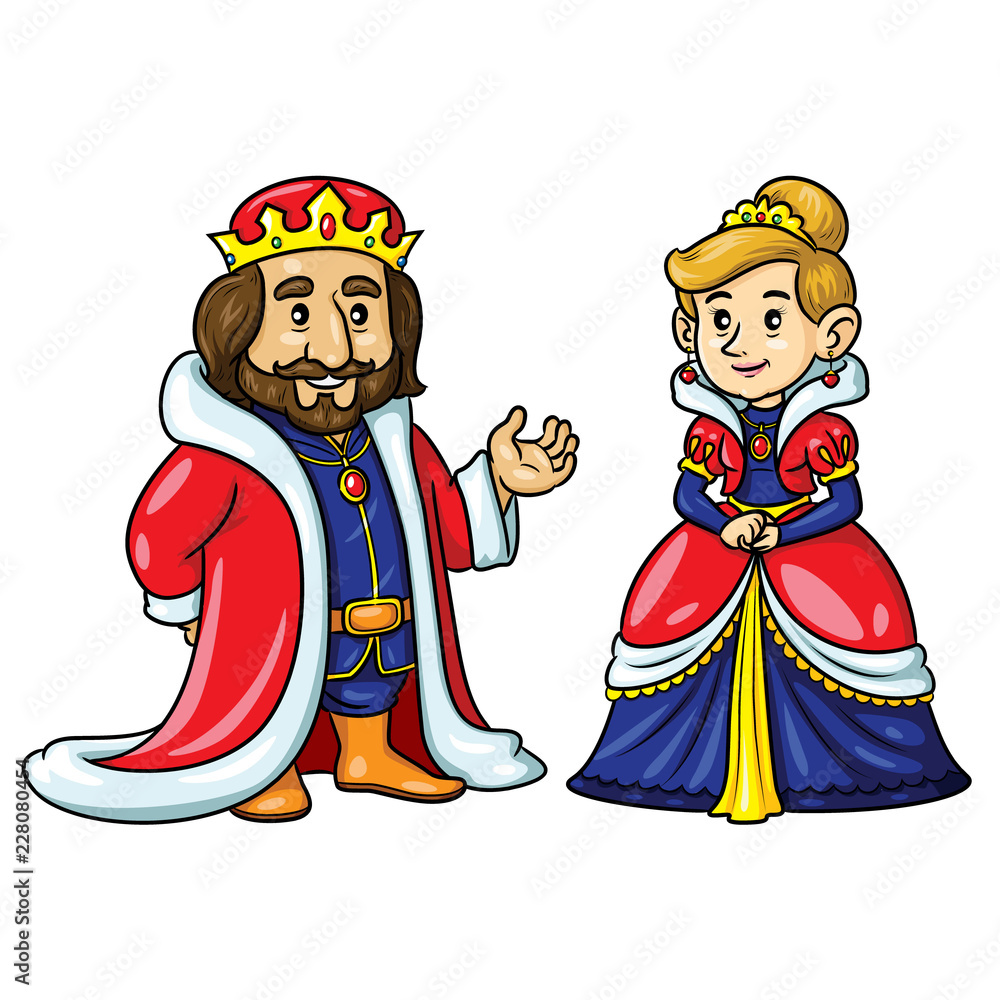 King Queen Cute Cartoon Stock Vector | Adobe Stock