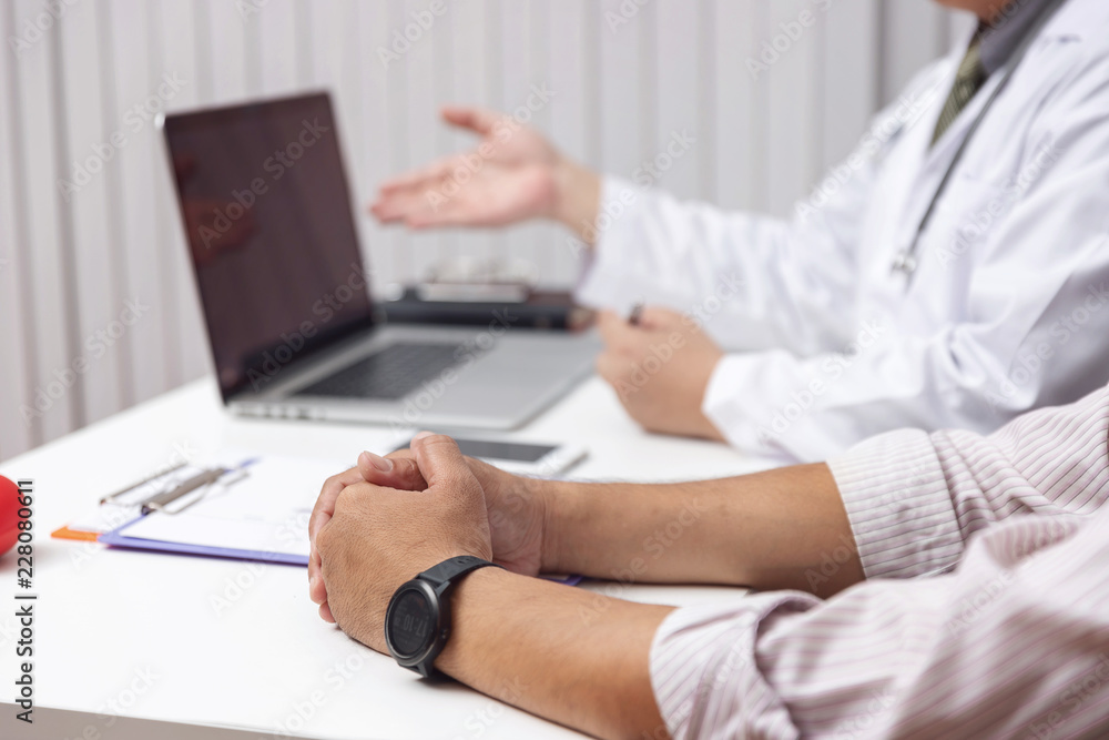 Healthcare and medical concept, Doctor explain symptoms and medical treatment to patient in hospital Healthcare and medical concept, Doctor explain symptoms and medical treatment to patient in hospital