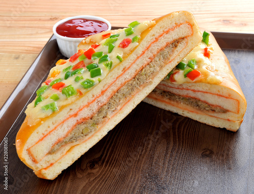 Pizza Sandwich / Club Sandwich, a light refreshing snack for everyone  photo