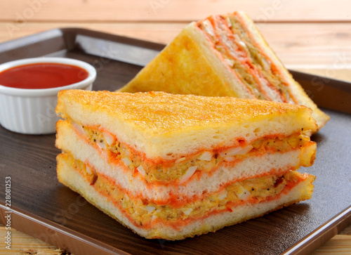 Pizza Sandwich / Club Sandwich, a light refreshing snack for everyone  photo