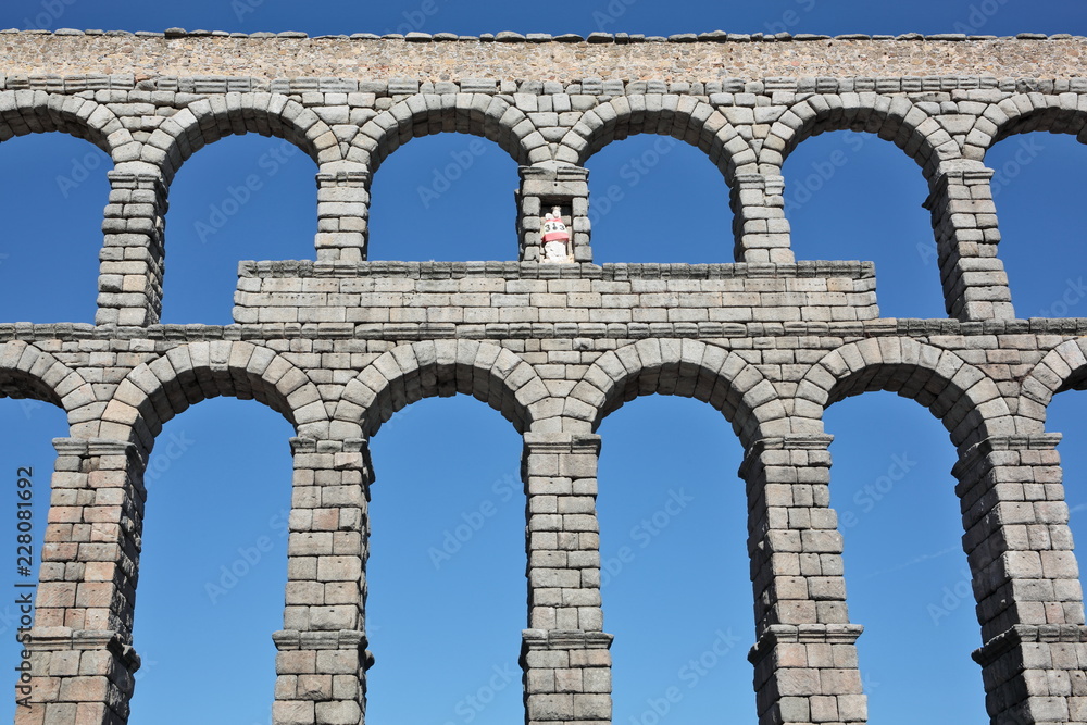 Ancient Roman aqueduct bridge of Segovia, Castilla Leon, Spain

