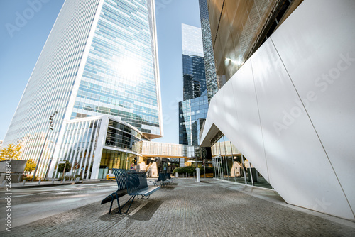 Photography Morning view of La Defense financial district with beautiful skyscrapers in Pari