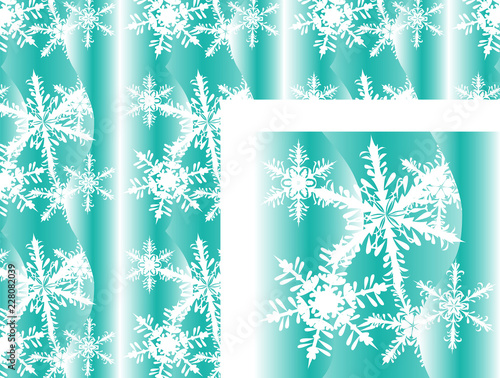 Seamless snowflakes green pattern