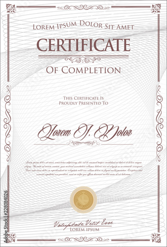 Certificate or diploma retro vintage design