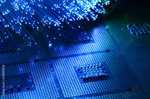 colored fiber optics over CPU Chip Processors photo