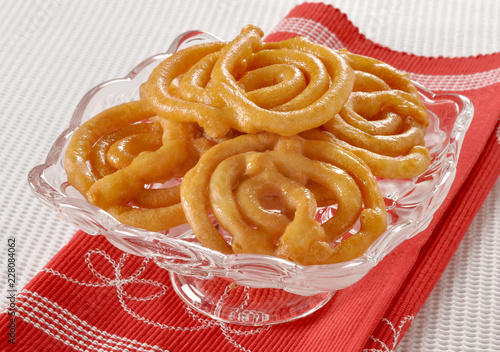 Jalebi, Hot & Crispy mouth watering juicy snack and sweets  photo