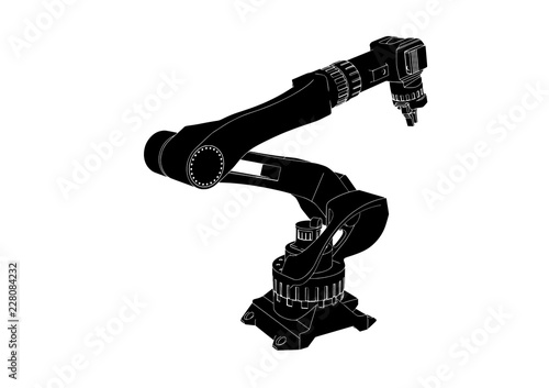 silhouette robotic arm vector