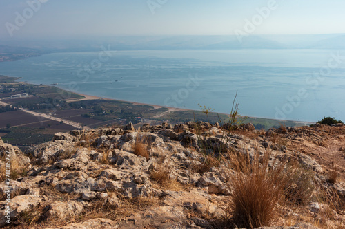 фотографія The Sea of Galilee as seen from Arbel cliff, horizontal