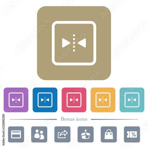 Mirror object around vertical axis flat icons on color rounded square backgrounds