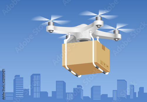 Drone delivery technology. Vector illustrations.