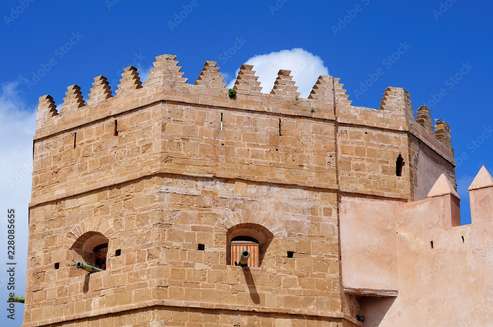 fortified tower at city wall in Rabat, Morocco fortified tower at city wall in Rabat, Morocco