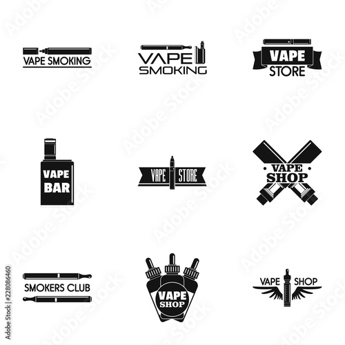 Vape smoking logo set. Simple set of 9 vape smoking vector logo for web design on white background