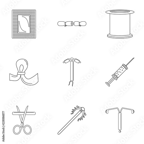 Type contraception icon set. Outline set of 9 type contraception vector icons for web design isolated on white background