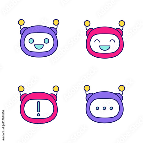 Robot emojis color icons set