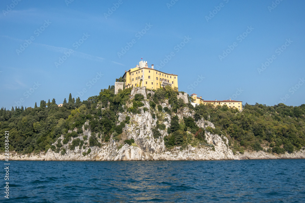 Duino castle in Trieste Italy, view from the sea