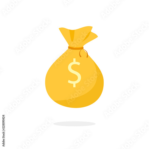 Golden Money Bag icon. Clipart image isolated on white background