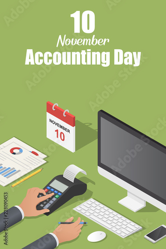 November accounting day concept background. Isometric illustration of november accounting day vector concept background for web design