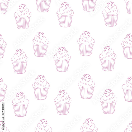 Beautiful yummy cupcake seamless background pattern