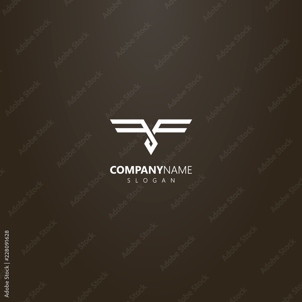 white logo on a black background. simple vector geometric outline flat art logo of abstract eagle bird white logo on a black background. simple vector geometric outline flat art logo of abstract eagle bird