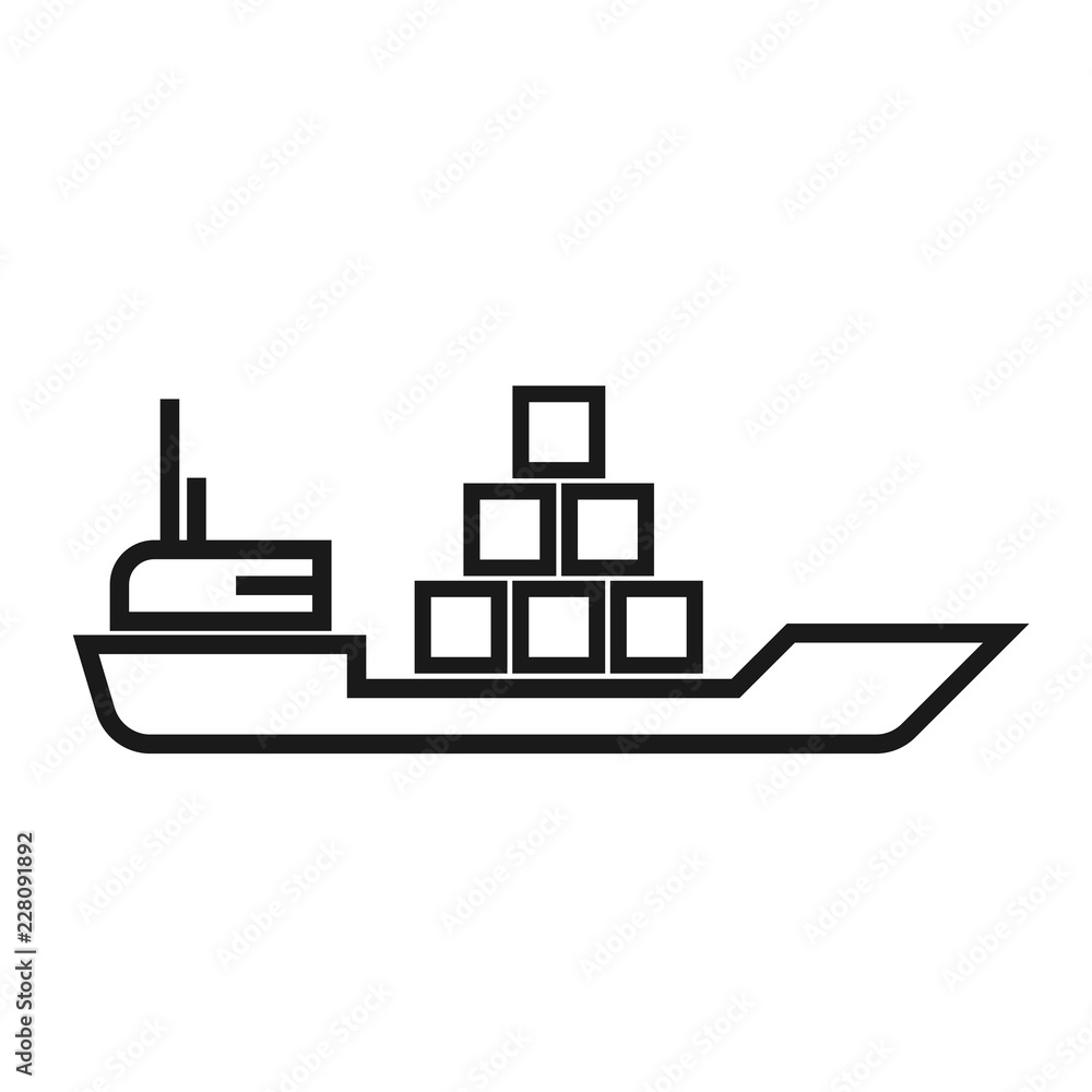 Freight ship outline icon. Clipart image isolated on white background Freight ship outline icon. Clipart image isolated on white background