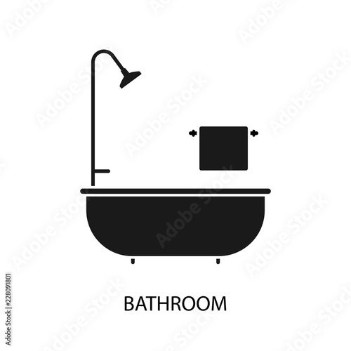 Bathroom icon silhouette. Clipart image isolated on white background