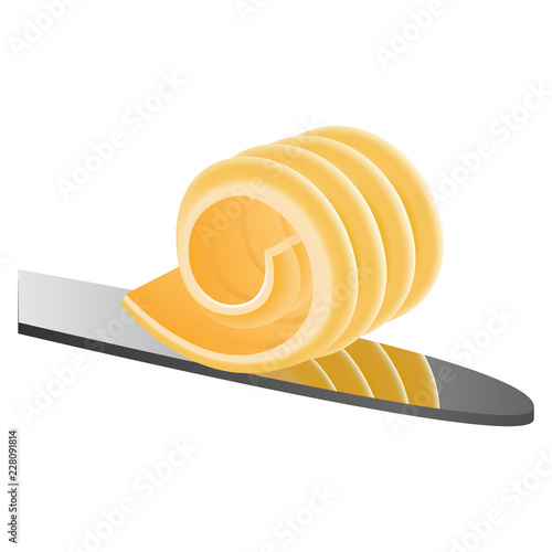 Butter on knife icon. Realistic illustration of butter on knife vector icon for web design
