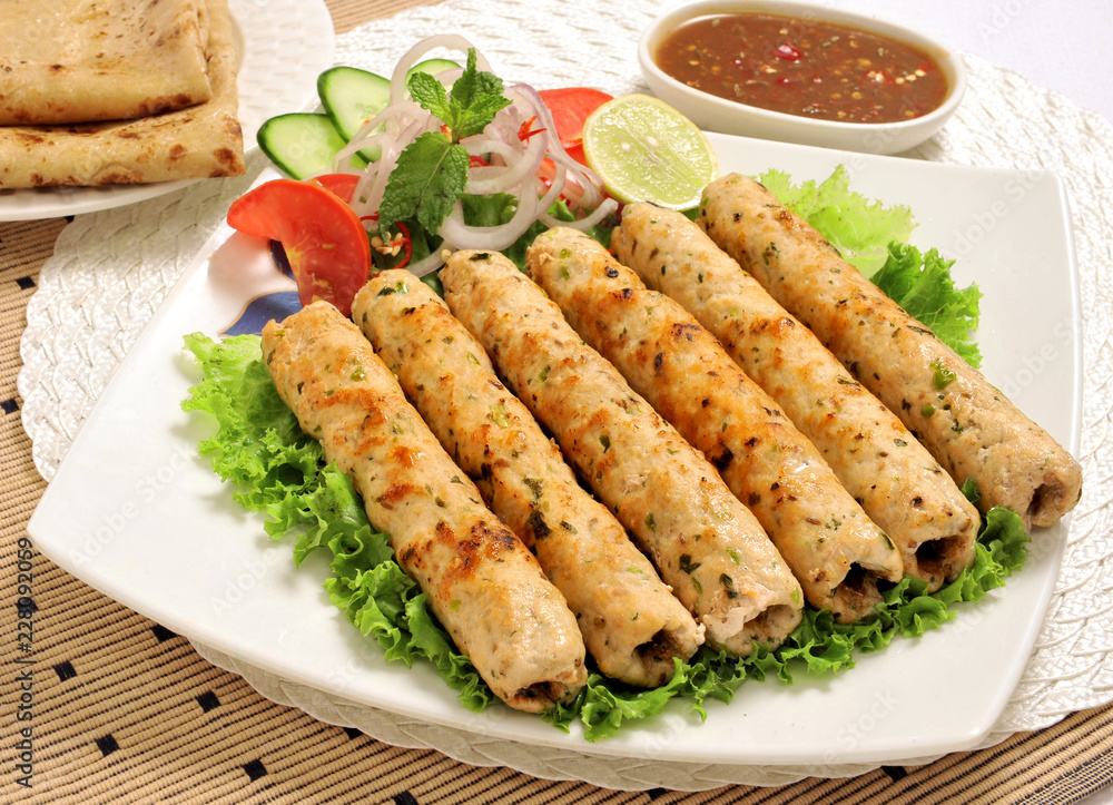 Chicken Seekh Kabab, Chicken Reshmi Kebab Chicken Seekh Kabab, Chicken Reshmi Kebab