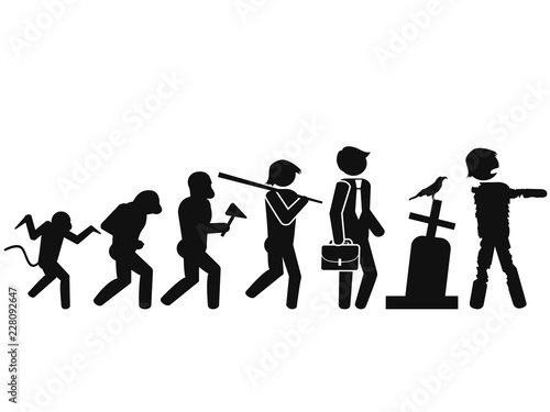 Halloween background of people Evolution to zombie